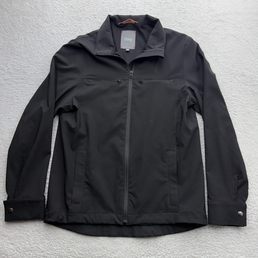 Tilley Endurables Black Softshell Travel Jacket Womens Medium Full Zip Mesh Line